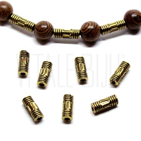 Pack 20 separador/contas 8x3mm - furo: 1mm - dourado velho