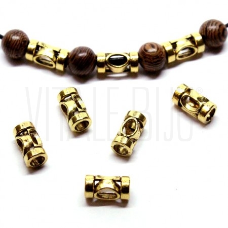 Pack 20 separador/contas 9X5mm - furo: 3mm - dourado velho