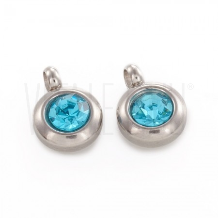 Pendente brilhante 6.5mm - Aço inox - Aquamarine