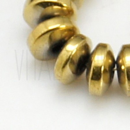 Fiada conta/discos hematita  4.5mm  furo: 1mm  (20cm) - Dourado Antigo 