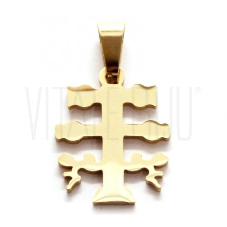 Pendente Cruz de Caravaca 25x20.5mm - Aço Inox Dourado