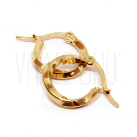 Brinco circulo irregular 15mm - Aço inox Dourado