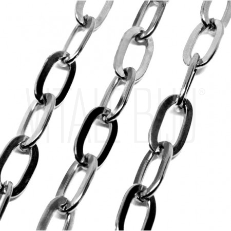 Corrente Elo Oval Achatado 15x8mm - Aço Inox (MEIO METRO)