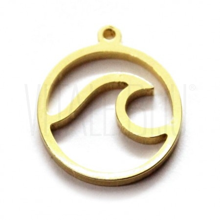 Pendente onda 17x15mm - Aço inox dourado