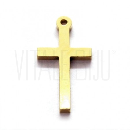 Pendente cruz 17x9mm - Aço inox dourado