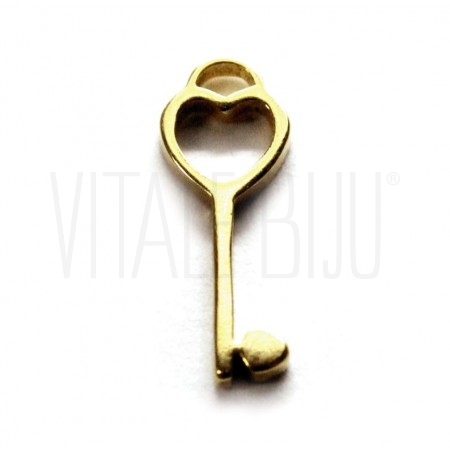 Pendente chave 15x5mm - Aço inox dourado