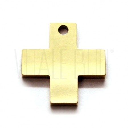 Pendente cruz grega 15mm - Aço inox dourado