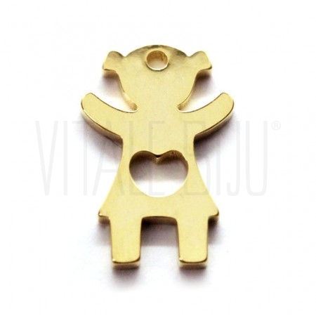 Pendente Menina 15x10mm - Aço Inox Dourado