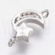 Pendente/Entremeio Meia Lua e Estrela 15x9mm - Latão Banhado a Platinum  com Zirconia