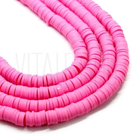 Fiada discos de borracha 6mm - ROSA MÉDIO