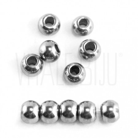 Pack 20 Contas 3mm Furo: 1mm - Aço Inox