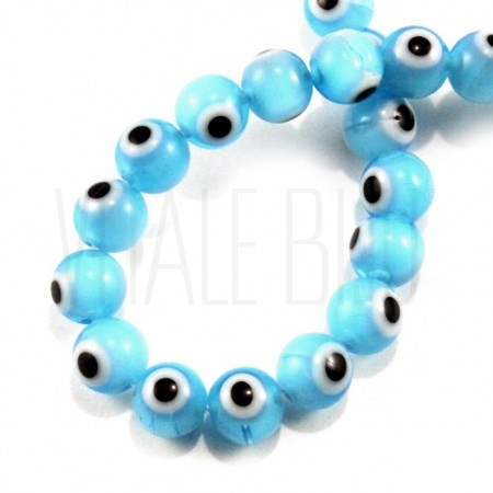 Conta olho turco 8mm azul clar...