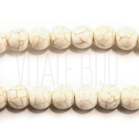 Fiada Contas +/-8mm Howlita - BRANCO