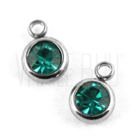 Pendente brilhante 6mm - Aço Inox - Verde Turquesa