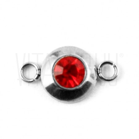 Entremeio Brilhante 13x7mm - VERMELHO - Aço Inox