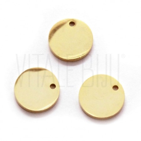 Medalha lisa 10mm - Aço Inox Dourado