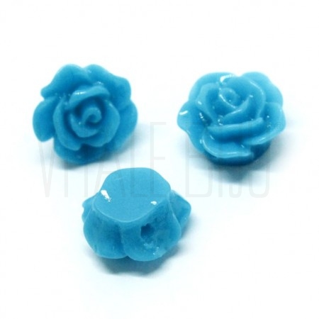 Conta flor acrilica 10mm - AZUL TURQUESA