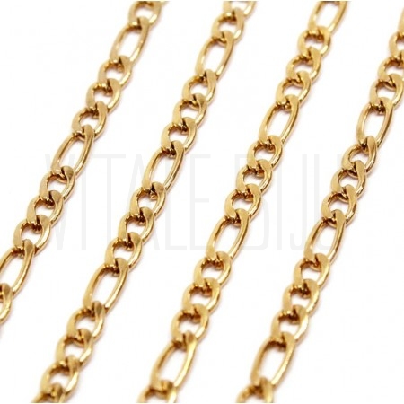 Corrente Fígaro 4.5mm - Aço Inox Dourado