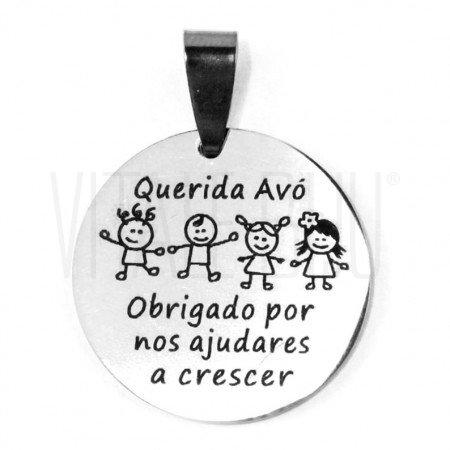  Medalha querida avó obrigado 24mm- aço inox