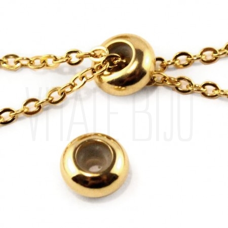 Travão 7mm - furo 1,5mm Aço inox Dourado ( Ideal para fazer pulseiras )