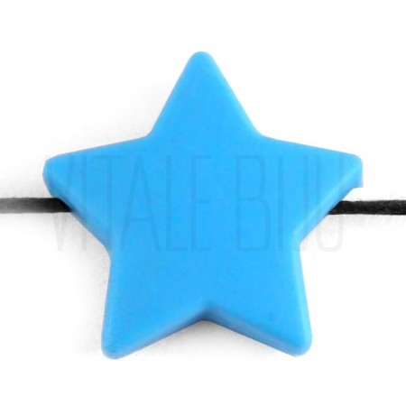 Estrela de silicone 21x22mm furo 2mm- AZUL