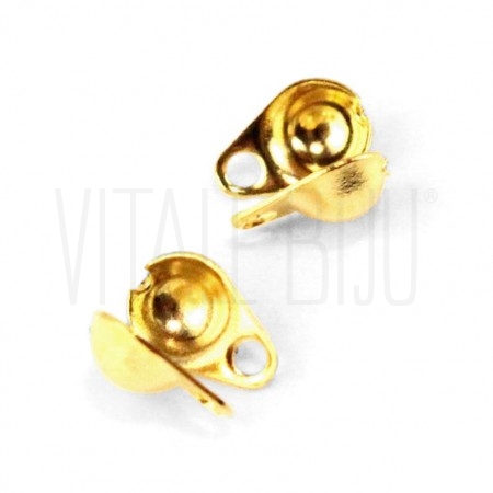 Pack 10 tapa nó dourado 5mm - aço inox (compatível com nó de 2.5mm)