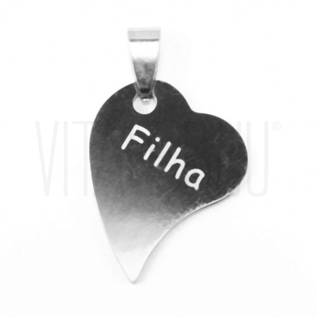 Medalha Filha coração - aço inox