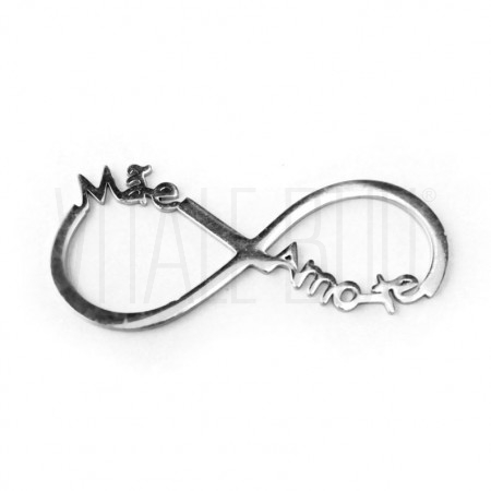 Pendente/Entremeio infinito "Mãe Amo-te" 35x15mm - Aço Inox