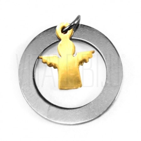 Pendente Anjo 20mm - Aço Inox Dourado e Prateado