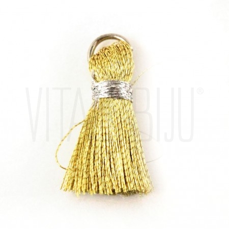 Pompom de seda dourado c/ prateado +/- 22mm - Aço Inox Dourado