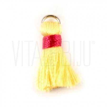 Pompom de seda amarelo/rosa 22mm 