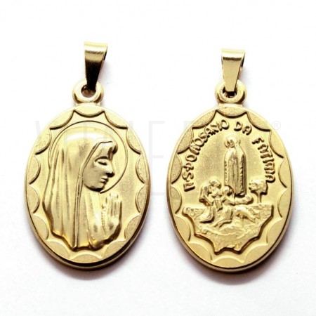 Medalha Nossa Senhora 23x17mm aço inox dourado