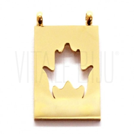 Pendente Hamsa 21x12mm (tipo escapulário) - Aço Inox Dourado