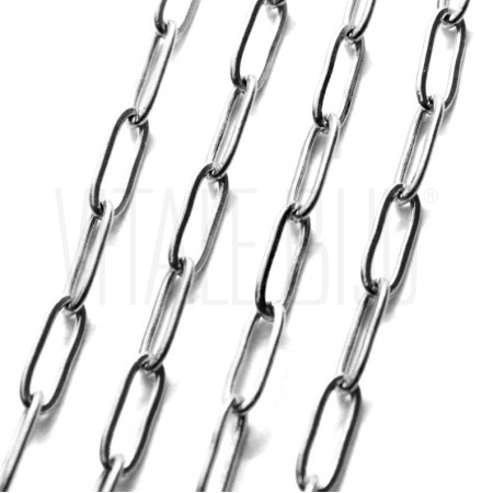 Corrente Elo Retangular Achatado 12x4mm - Aço Inox 