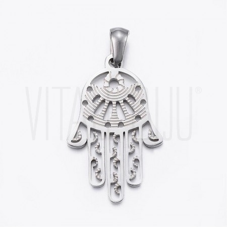 Pendente HAMSA (mão de Fátima) 29x18mm- Aço inox